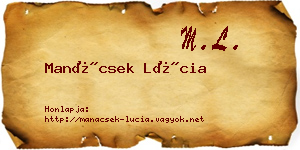 Manácsek Lúcia névjegykártya